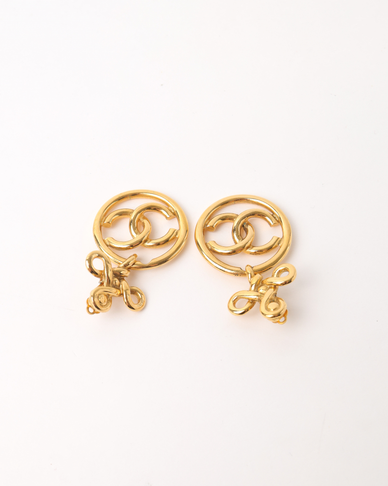 Chanel CC Gold Drop Earrings