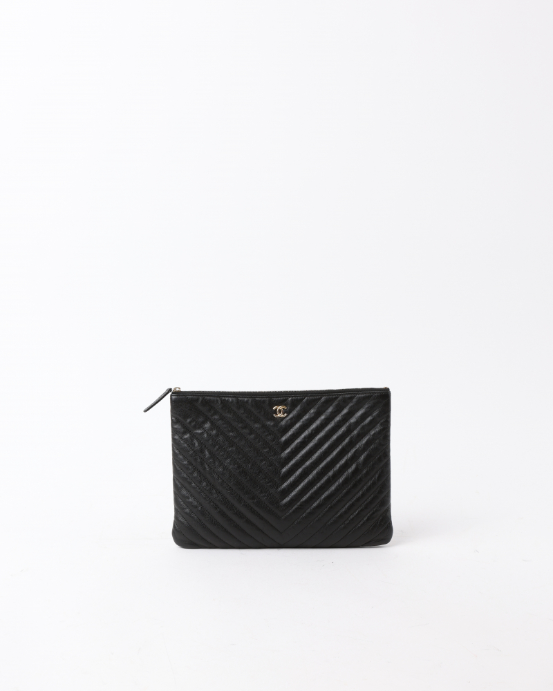 Chanel Chevron Clutch Bag