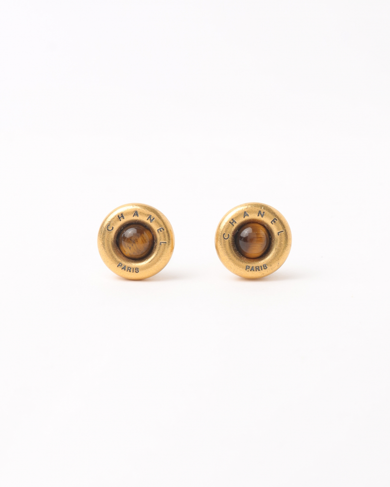 Chanel Tiger Eye Clip-on Earrings