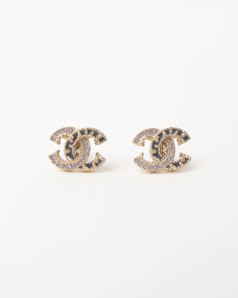 Chanel CC Rhinestone Clip-on Earrings