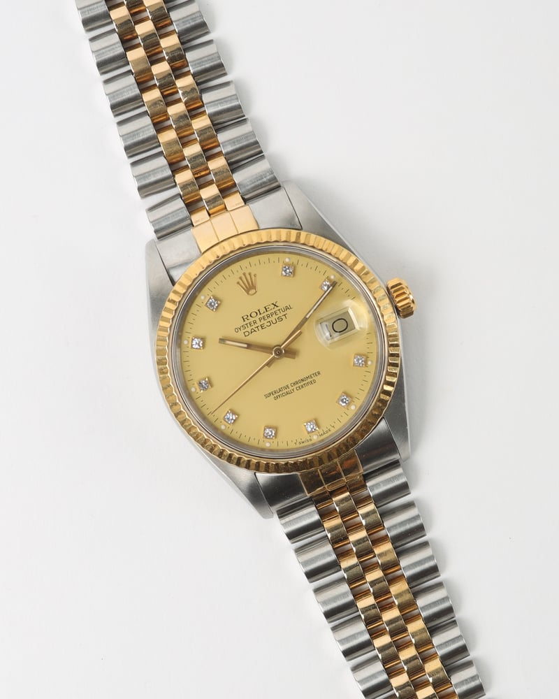 Rolex Datejust 36mm Ref 16013 Rare Lemon Diamond Dial Watch