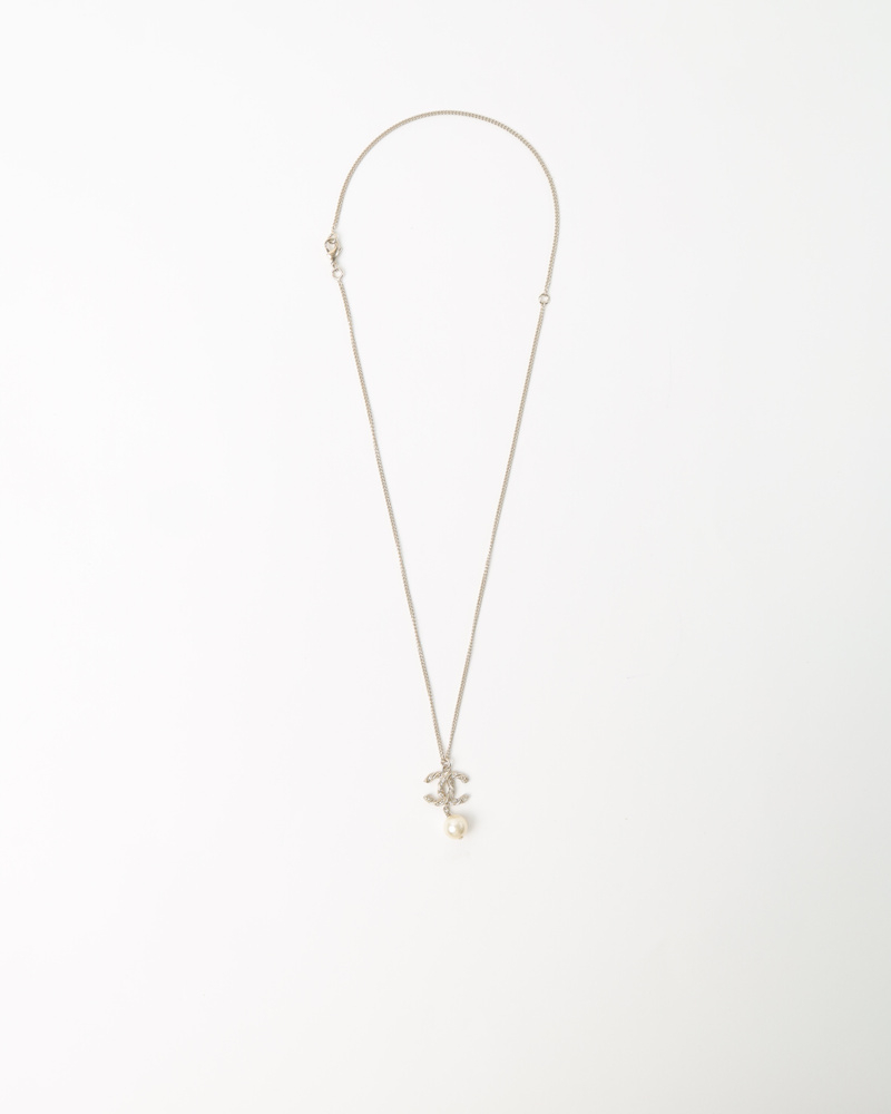 Chanel Coco Mark Pearl Charm Necklace