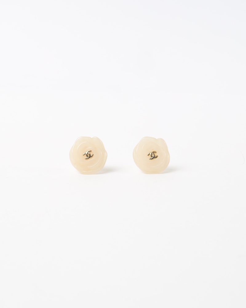 Chanel Camelia Resin Earrings