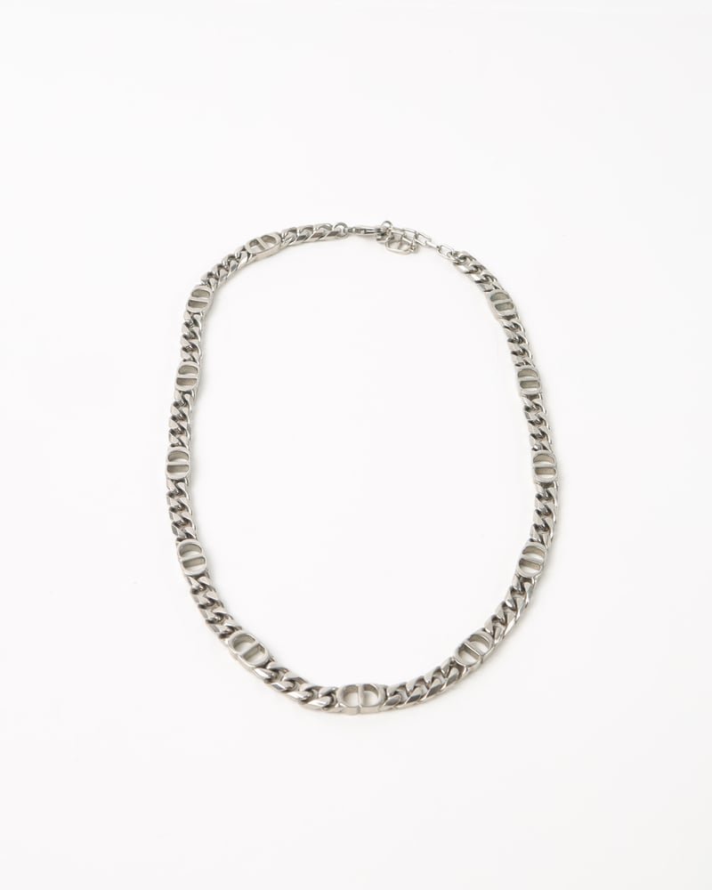 Christian Dior CD Icon Chain Link Silver Necklace