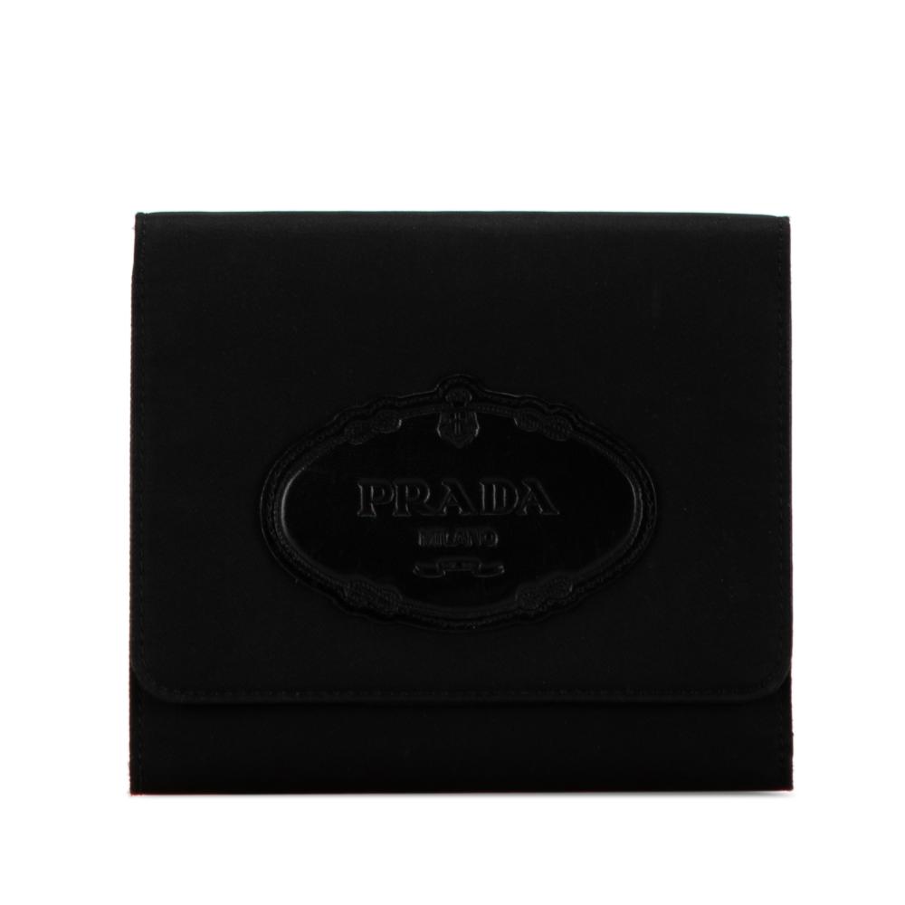 Prada B Prada Black Nylon Fabric Tessuto Small Wallet Italy