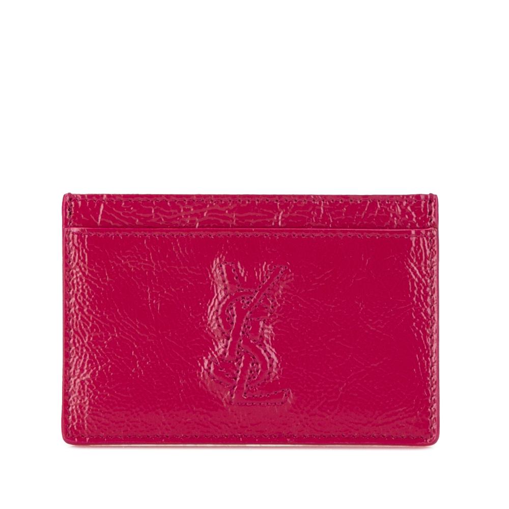 Saint Laurent AB Yves Saint Laurent Pink Hot Pink Patent Leather Leather Monogram Card Holder Italy