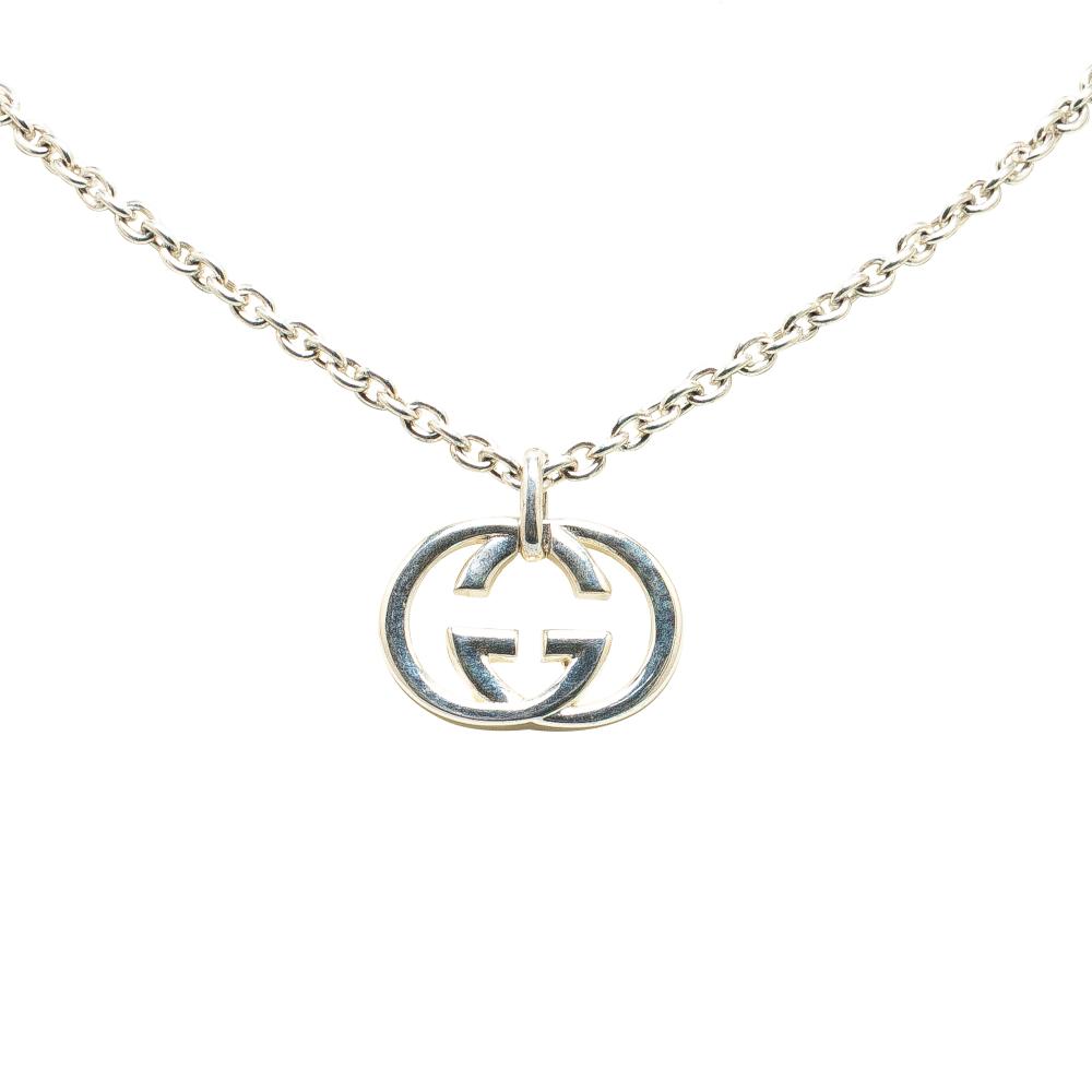 Gucci B Gucci Silver SV925 / Sterling Silver Metal Sterling Silver Interlocking G Pendant Necklace Italy