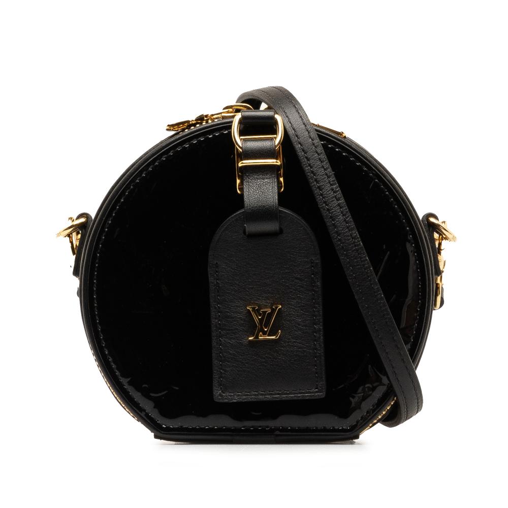 Louis Vuitton AB Louis Vuitton Black Vernis Leather Leather Vernis Mini Boite Chapeau Souple Italy