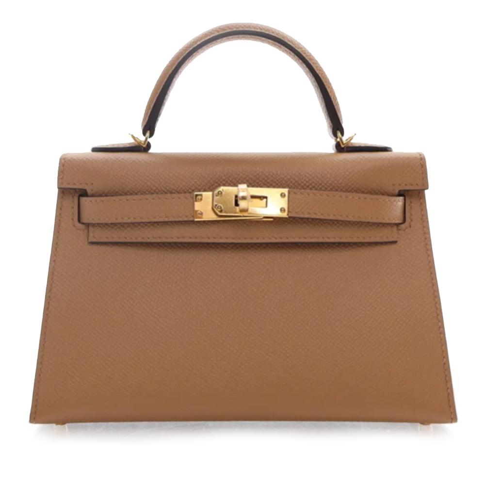 Hermès A Hermès Brown Calf Leather Mini Epsom Kelly Sellier 20 France