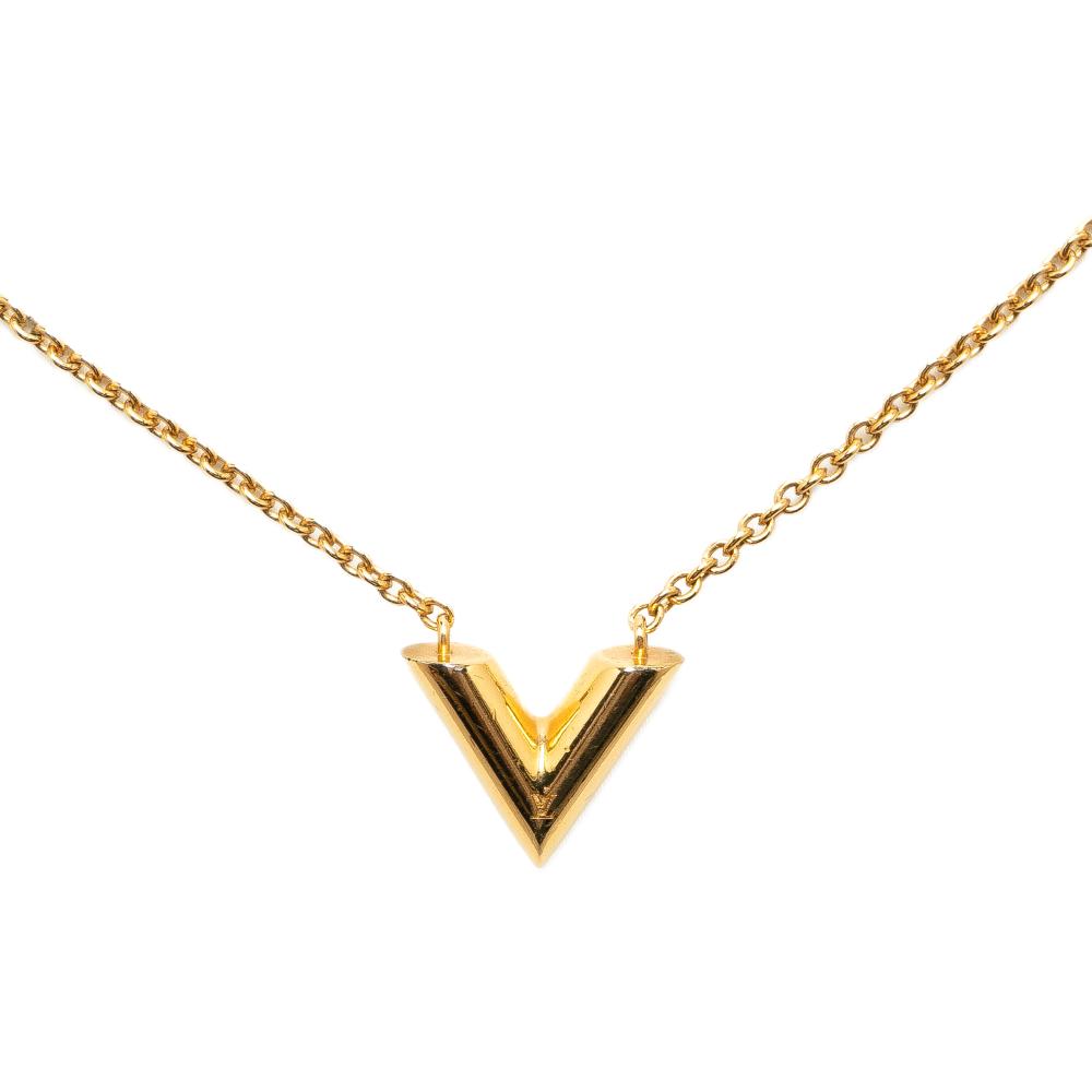 Louis Vuitton B Louis Vuitton Gold Gold Plated Metal Essential V Necklace Italy