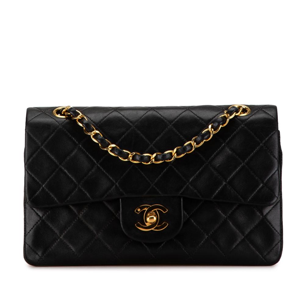 Chanel B Chanel Black Lambskin Leather Leather Small Classic Lambskin Double Flap France