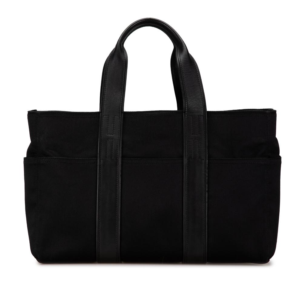 Hermès AB Hermès Black Canvas Fabric Toile Acapulco MM Tote France