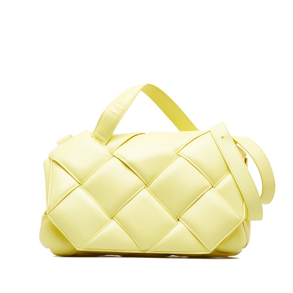 Bottega Veneta B Bottega Veneta Yellow Calf Leather Maxi Intrecciato Padded Satchel Italy