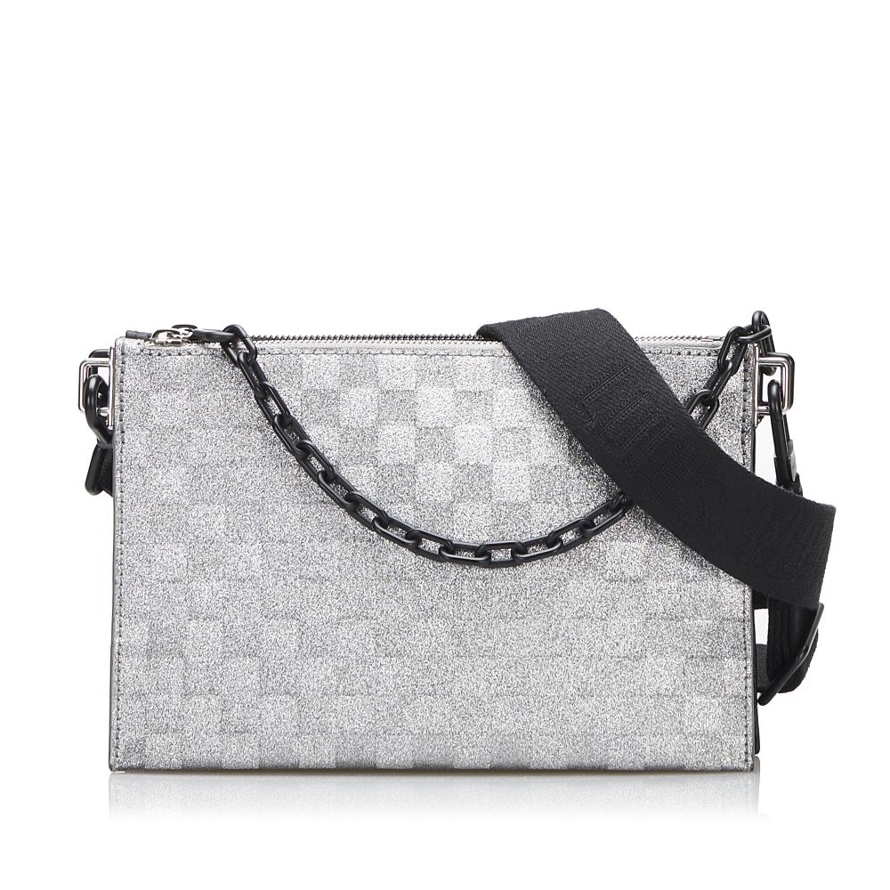 Louis Vuitton AB Louis Vuitton Black Calf Leather Damier Glitter Taurillon In The Loop Trio Pouch Spain