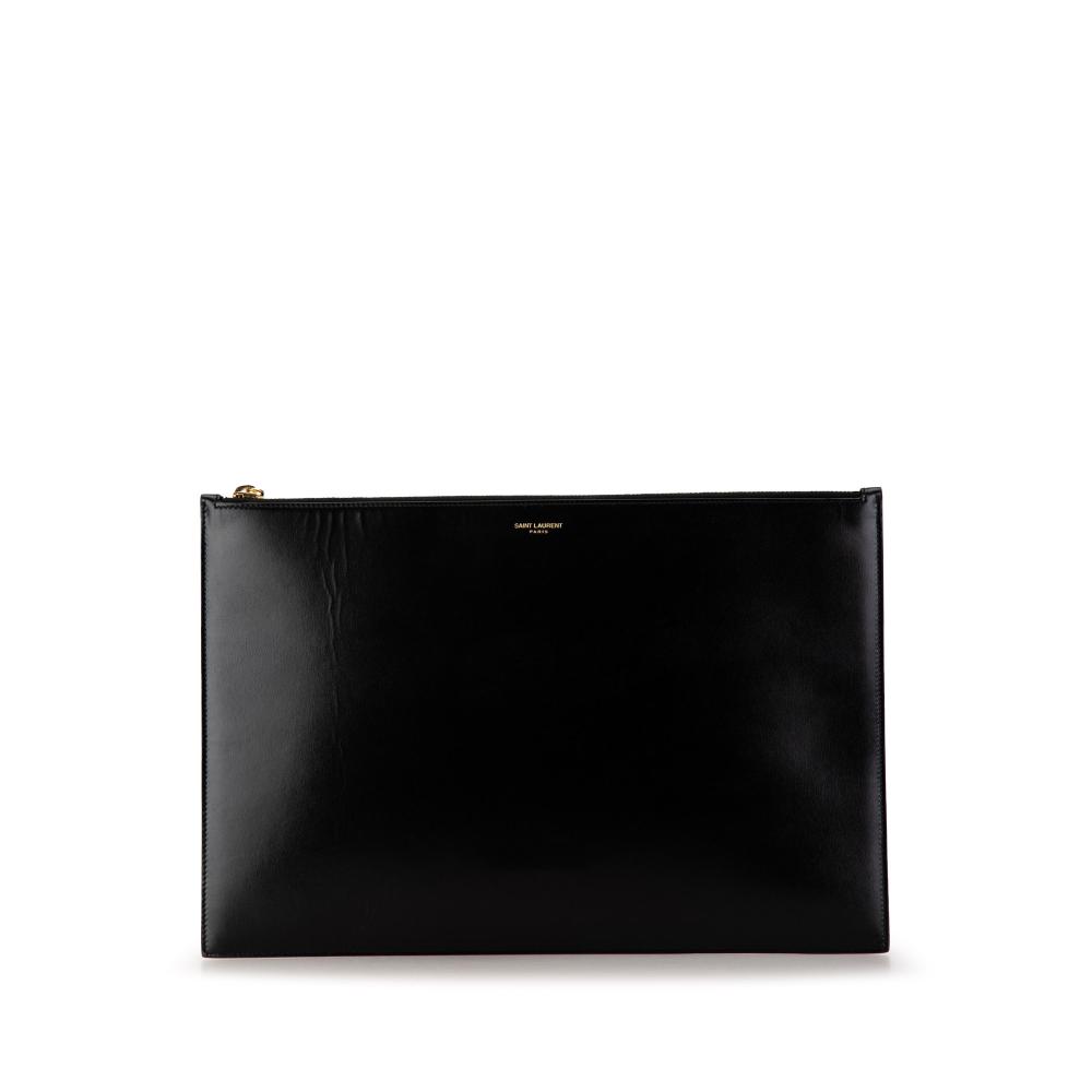 Saint Laurent AB Saint Laurent Black Calf Leather Clutch Italy