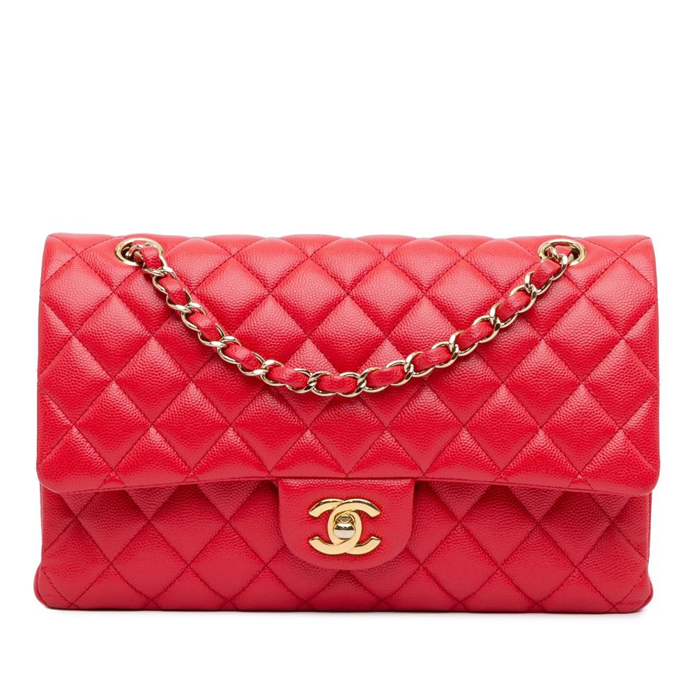 Chanel AB Chanel Red Caviar Leather Leather Medium Classic Caviar Double Flap France