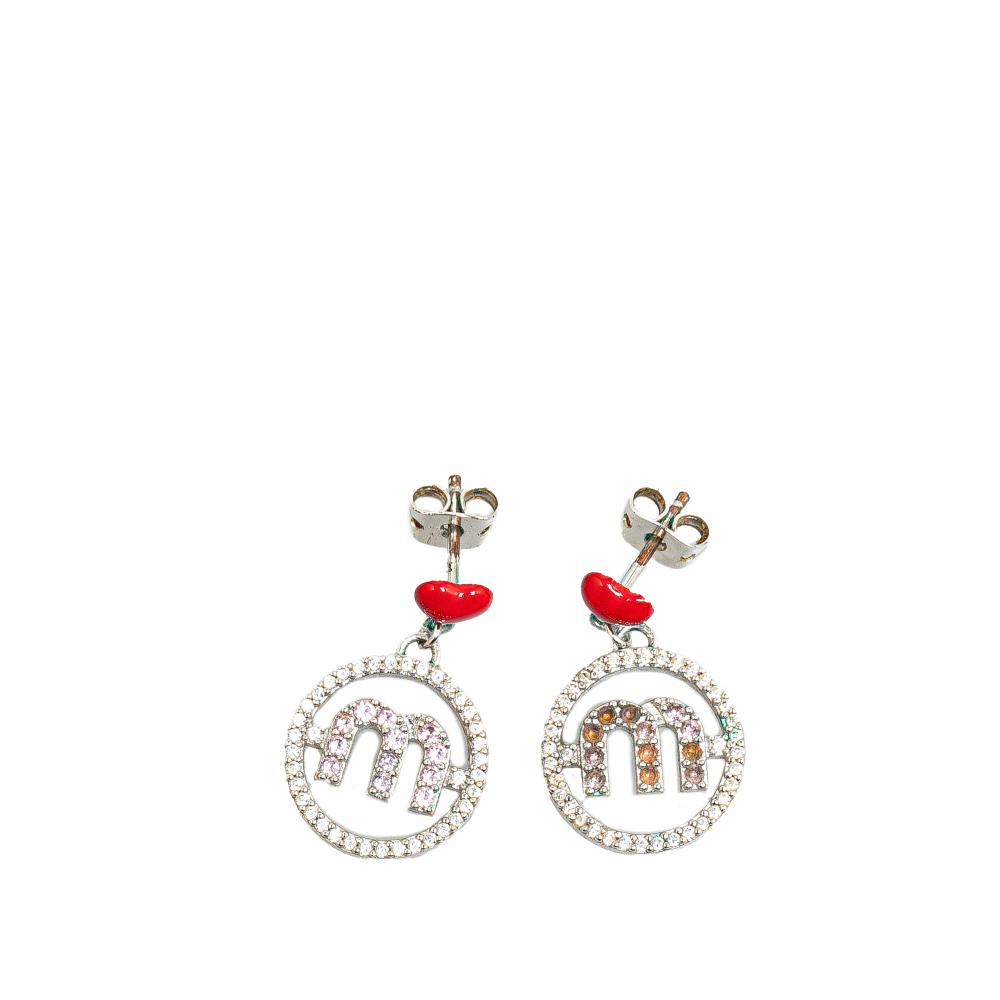 Miu Miu B Miu Miu Silver Platinum Metal Micro Candy Jewels Push Back Earrings Italy