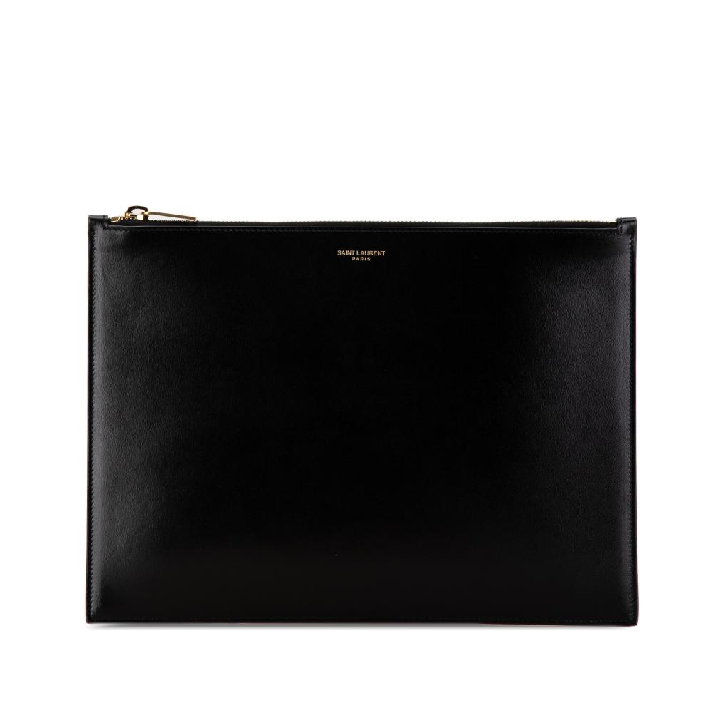 Saint Laurent AB Saint Laurent Black Calf Leather Clutch Italy