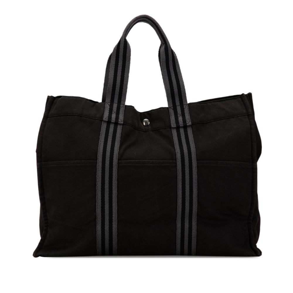 Hermès B Hermès Black Canvas Fabric Fourre Tout GM France