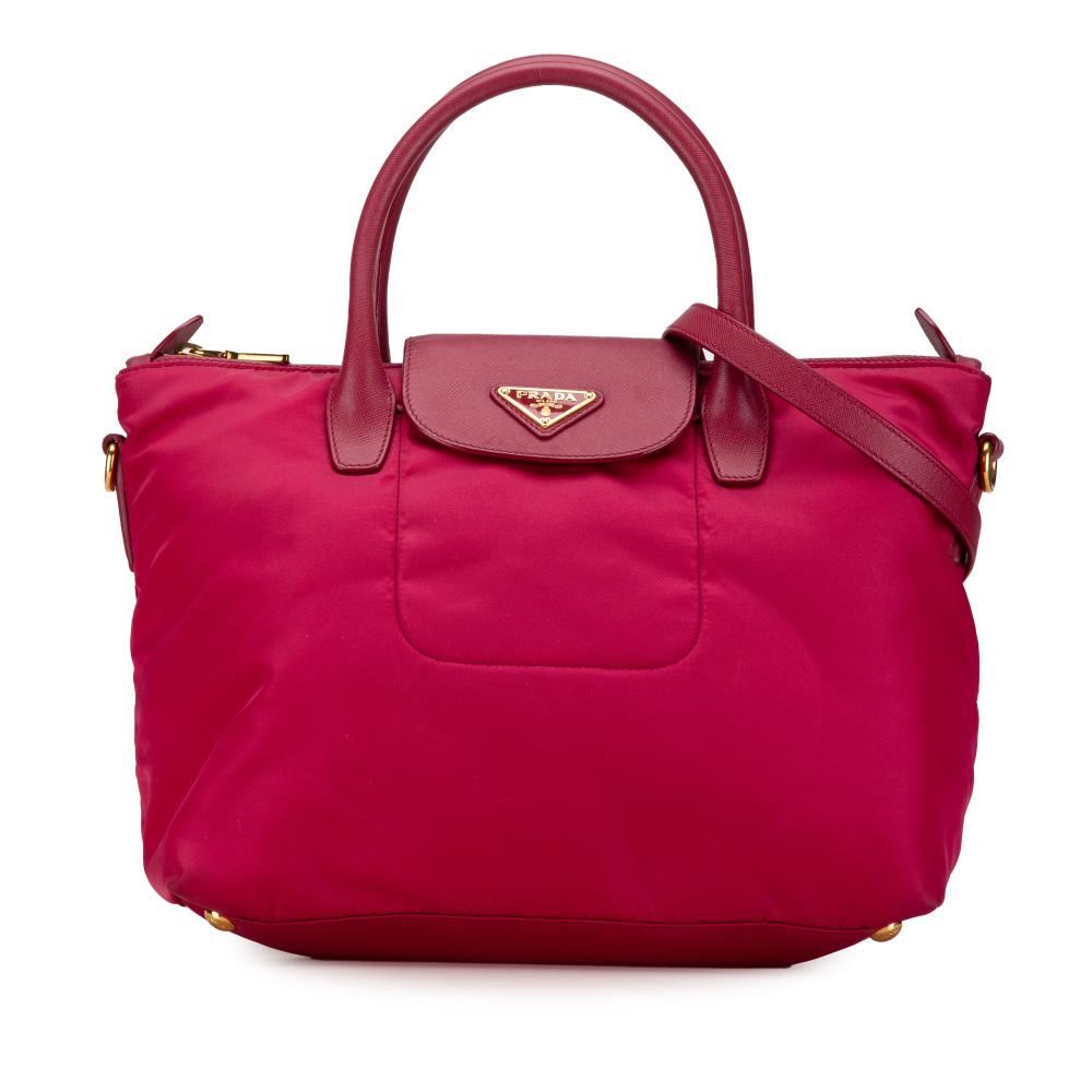 Prada B Prada Pink Dark Pink Nylon Fabric Tessuto Satchel Italy