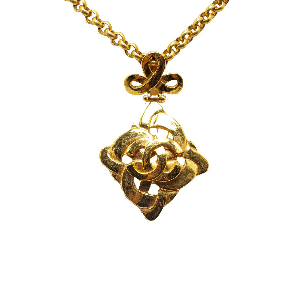 Chanel B Chanel Gold Gold Plated Metal CC Pendant Necklace France