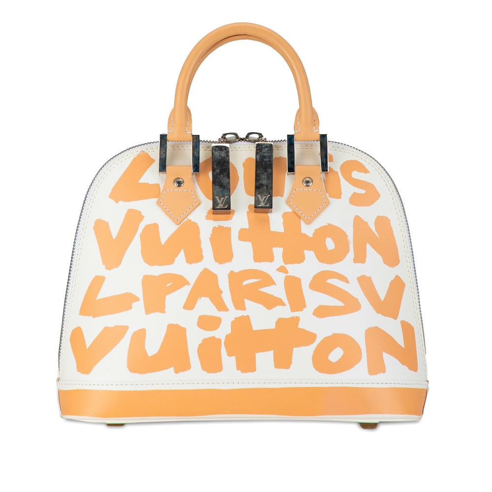 Louis Vuitton B Louis Vuitton White with Brown Beige Calf Leather Stephen Sprouse Graffiti Alma MM France