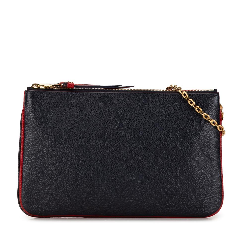 Louis Vuitton B Louis Vuitton Blue Dark Blue with Red Monogram Empreinte Leather Double Zip Pochette Spain