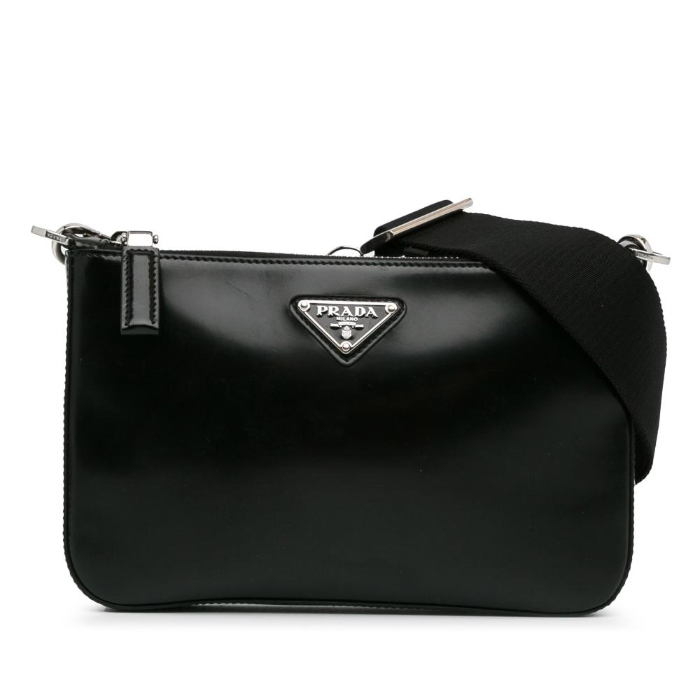 Prada B Prada Black Calf Leather Crossbody Bag Italy