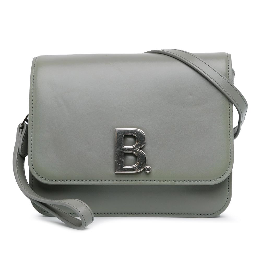 Balenciaga B Balenciaga Gray Calf Leather Small B Crossbody Bag Italy