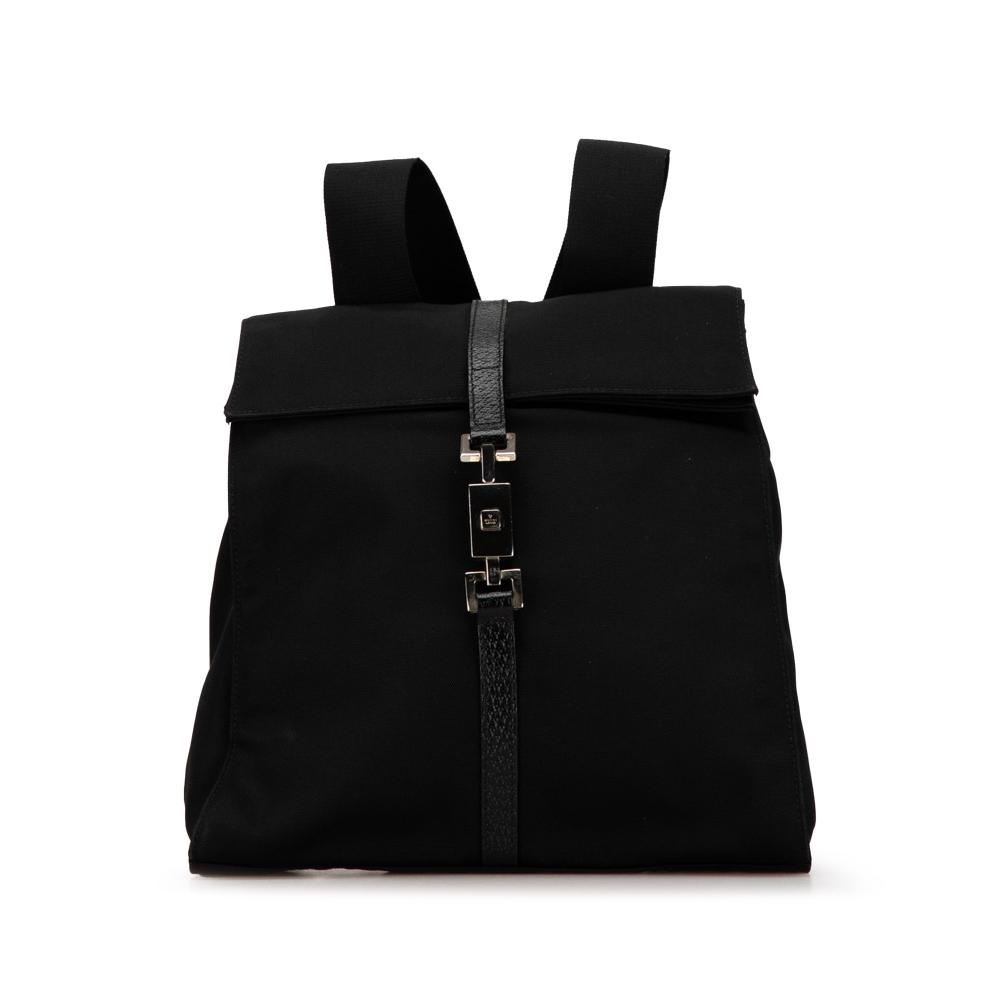 Gucci B Gucci Black Nylon Fabric Jackie Backpack Italy