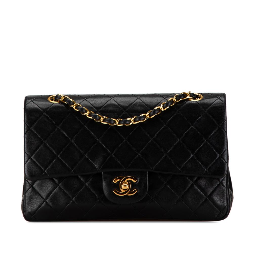 Chanel B Chanel Black Lambskin Leather Leather Medium Classic Lambskin Double Flap France