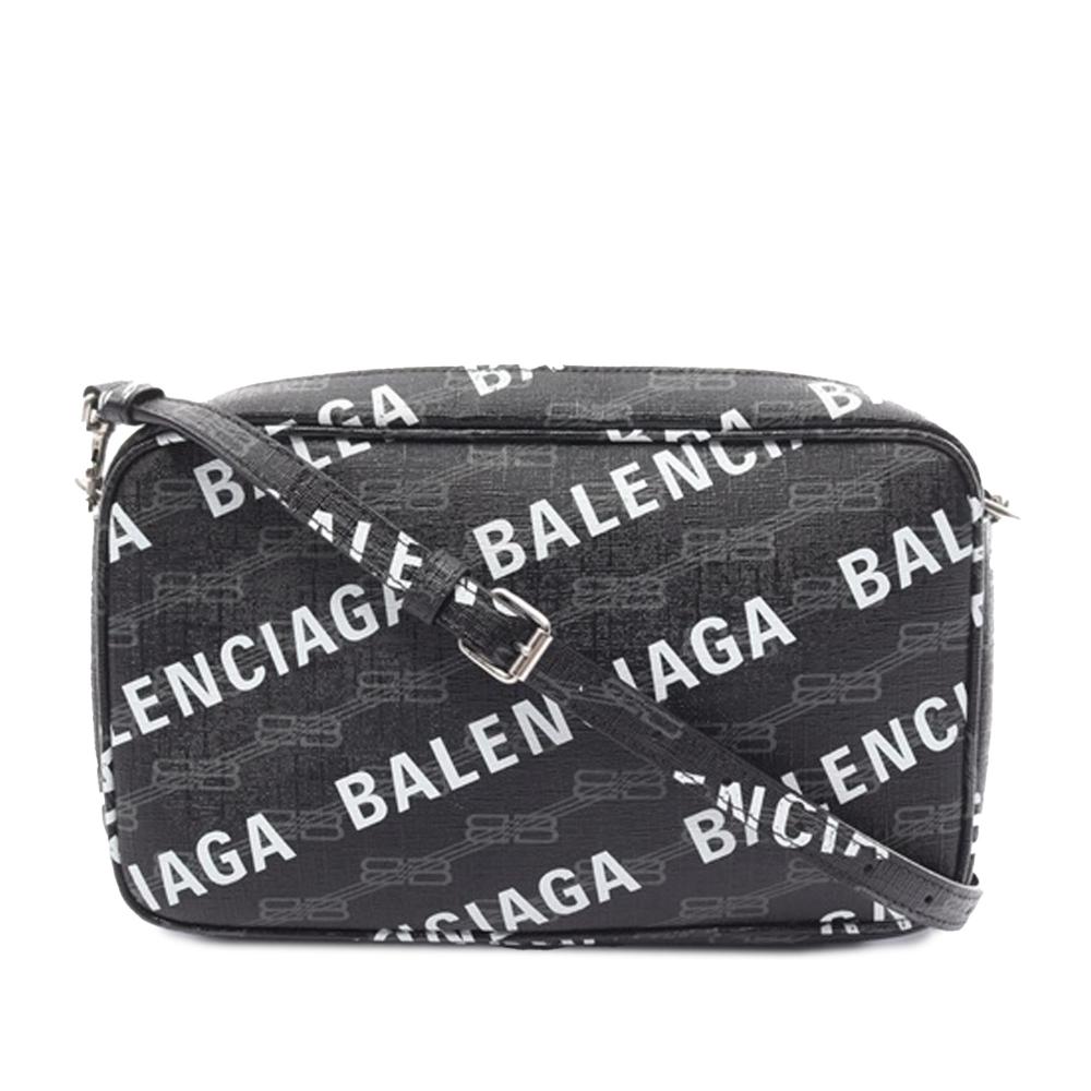 Balenciaga B Balenciaga Black Coated Canvas Fabric BB Monogram Signature Camera Bag Italy