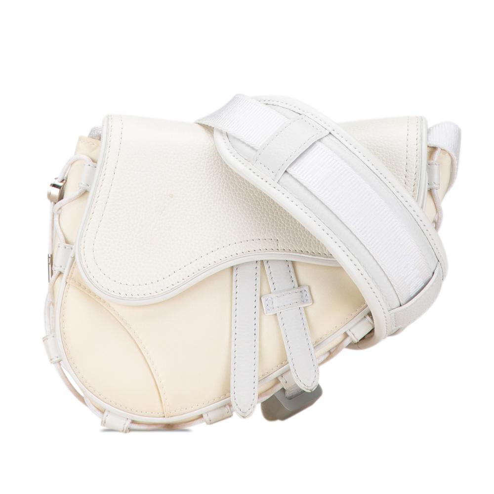 Christian Dior B Dior White Nylon Fabric Sacai Technical and Leather Saddle Bag Italy