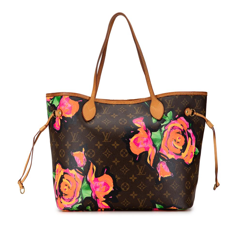 Louis Vuitton B Louis Vuitton Brown Monogram Canvas Canvas Monogram Roses Neverfull MM France