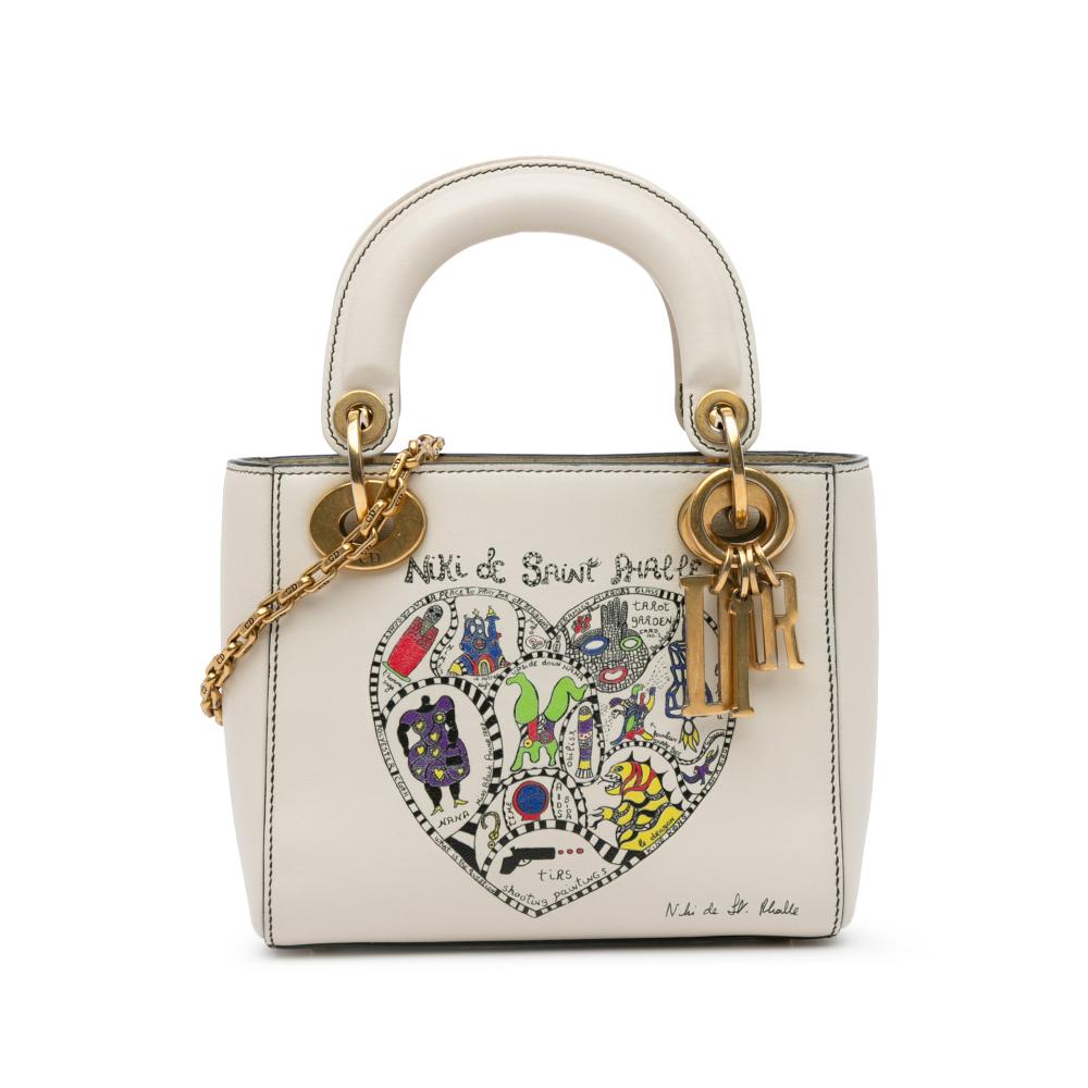 Christian Dior AB Dior White Calf Leather Niki de Saint Phalle Mini skin Lady Dior Italy