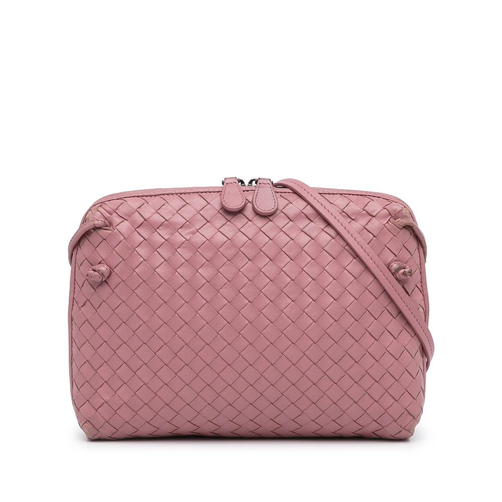 Bottega Veneta B Bottega Veneta Pink Calf Leather Intrecciato Nodini Italy