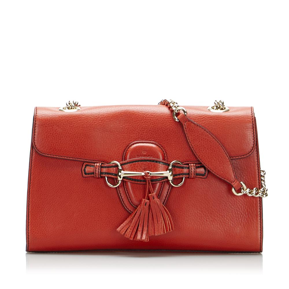 Gucci B Gucci Red Calf Leather Emily Shoulder Bag Italy