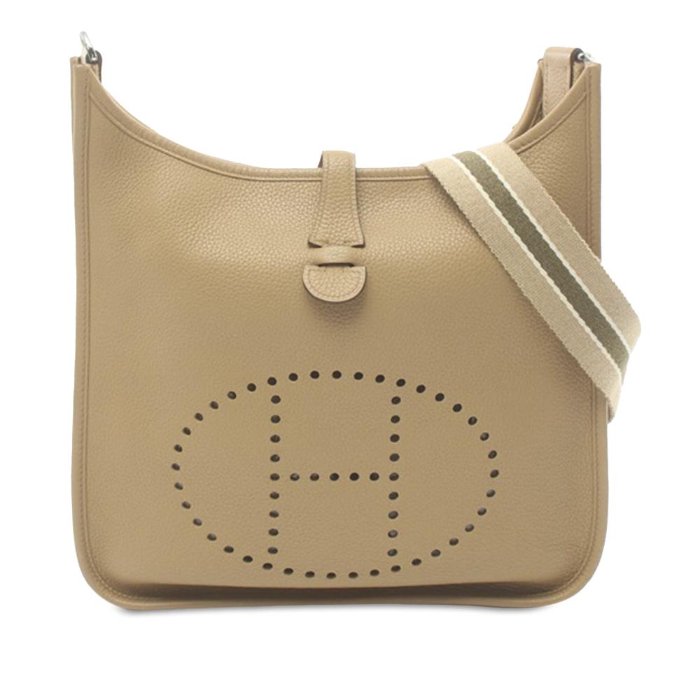 Hermès AB Hermès Brown Beige Calf Leather Clemence Evelyne I PM France