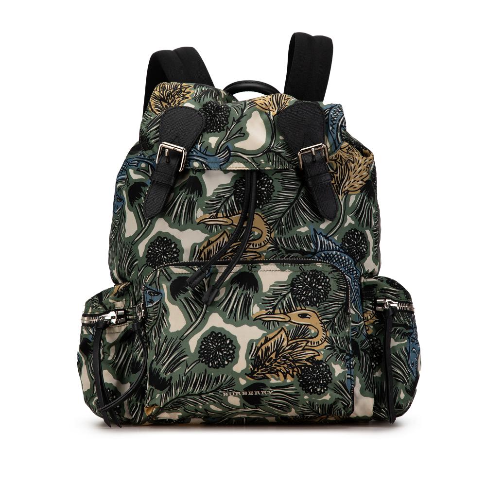 Burberry B Burberry Green with Black Nylon Fabric Graffiti Rucksack Backpack Romania