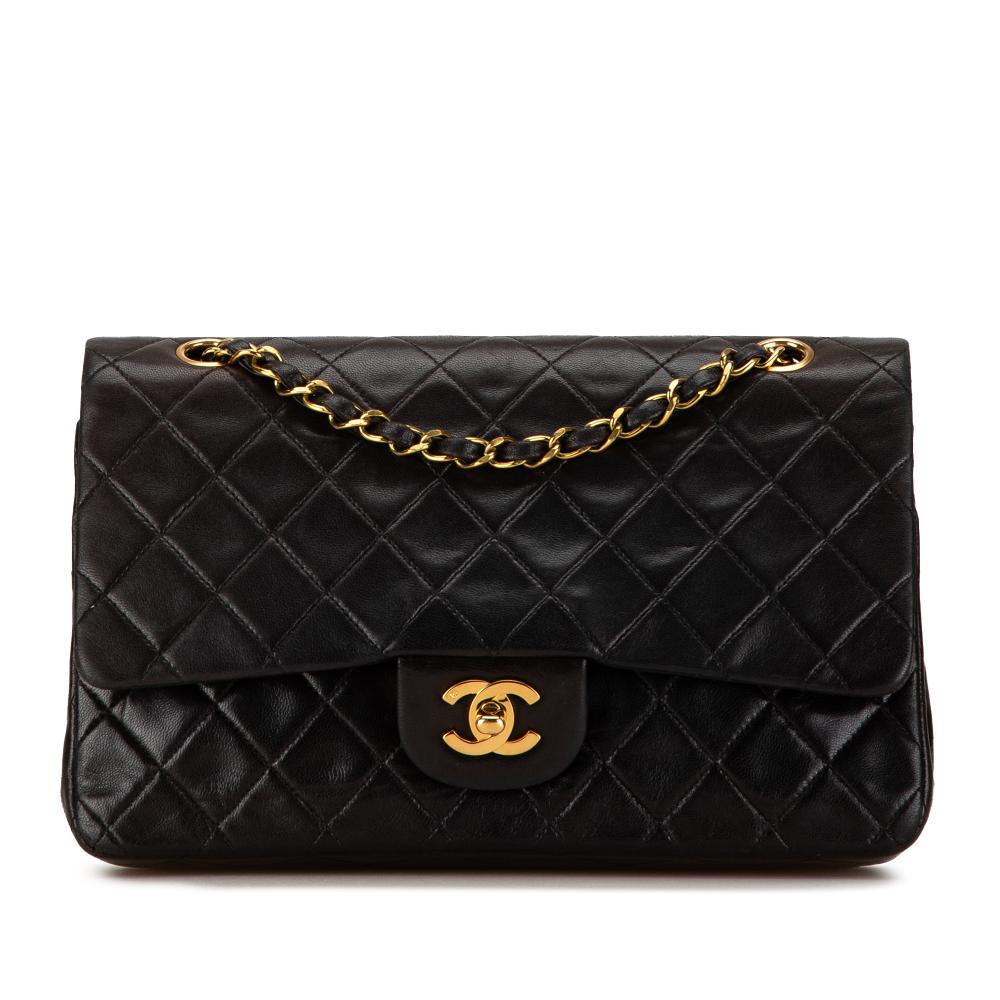 Chanel B Chanel Black Lambskin Leather Leather Medium Classic Lambskin Double Flap France