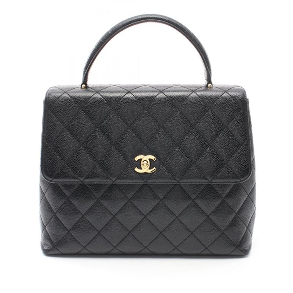 Chanel B Chanel Black Caviar Leather Leather Caviar Kelly Top Handle Bag France