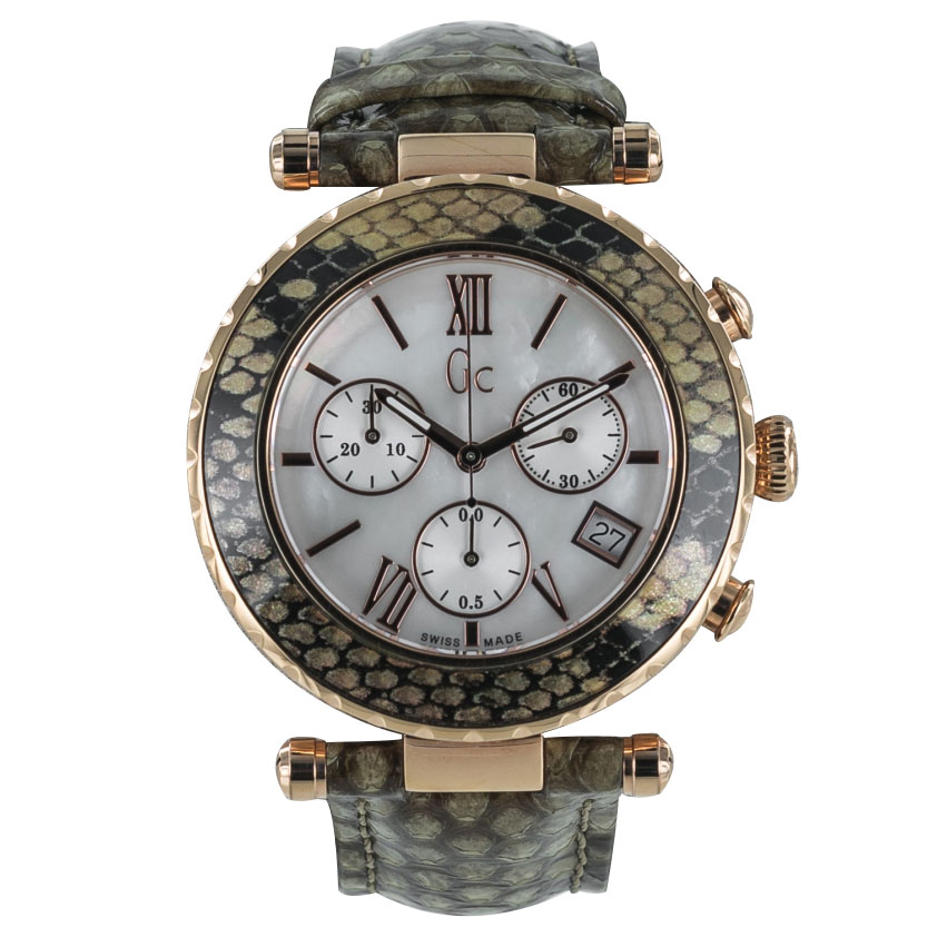 gc python leather strap chrono watch