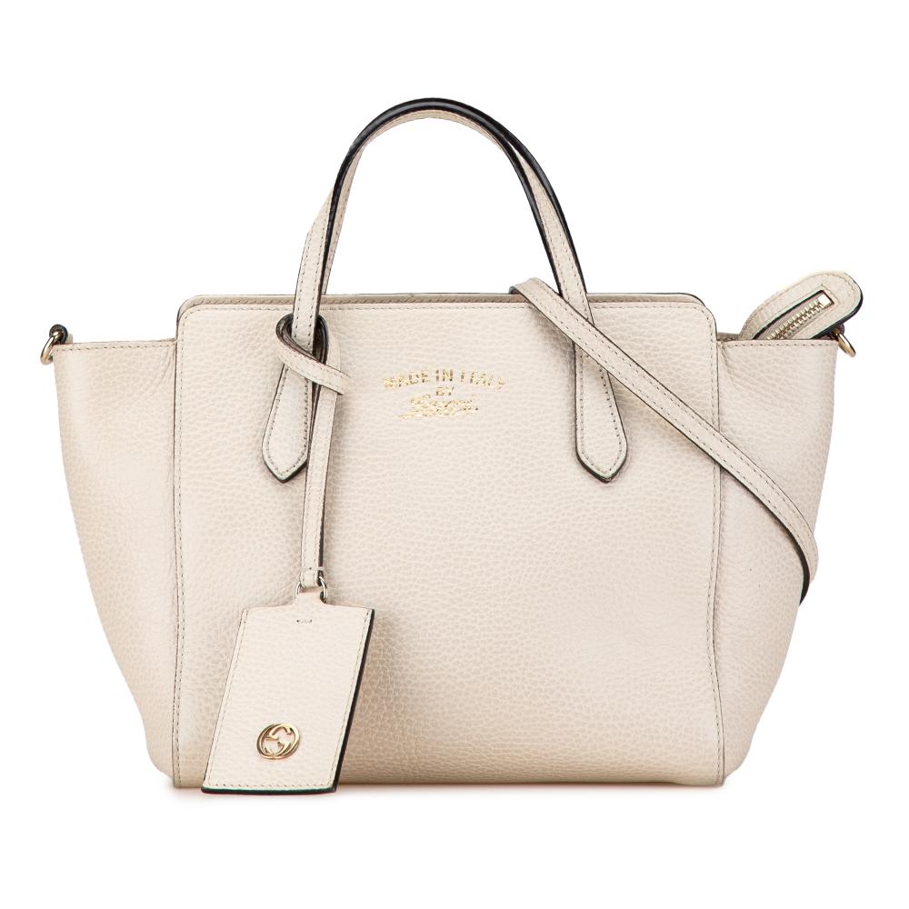 Gucci B Gucci White Off White Calf Leather Mini Swing Satchel Italy