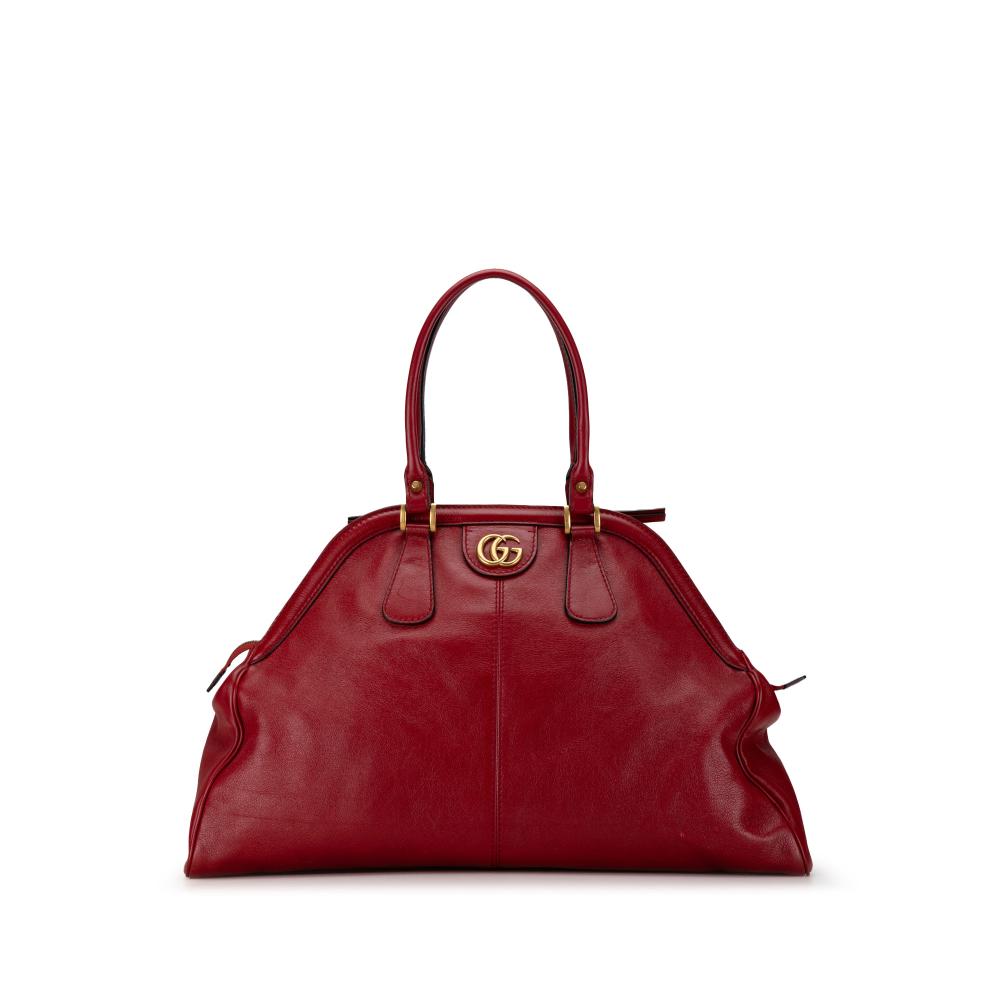 Gucci B Gucci Red Calf Leather Large Re(Belle) Top Handle Bag Italy