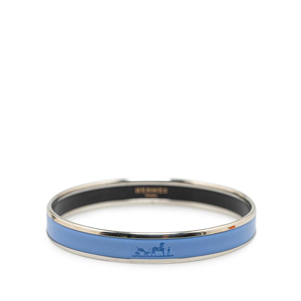 Hermès AB Hermès Blue with Silver Enamel Metal Narrow Caleche Bracelet 65 Austria