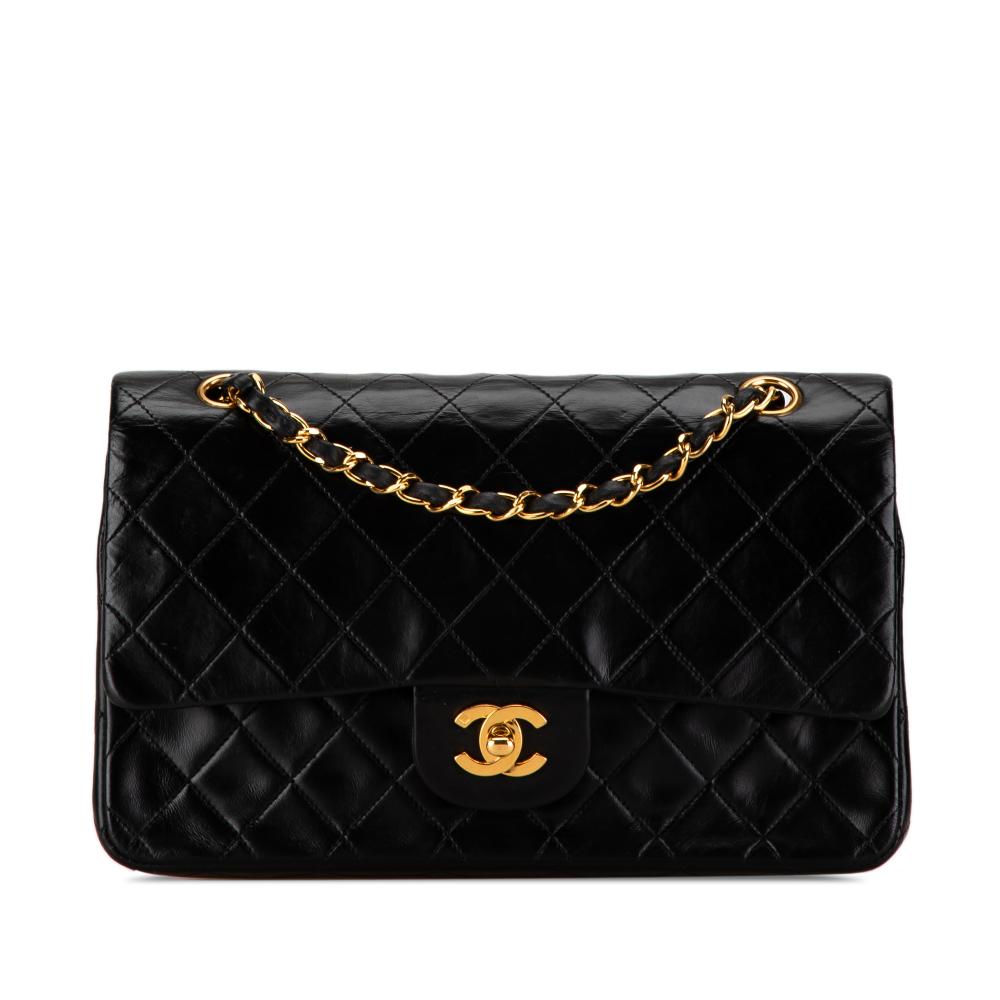 Chanel B Chanel Black Lambskin Leather Leather Medium Classic Lambskin Double Flap France