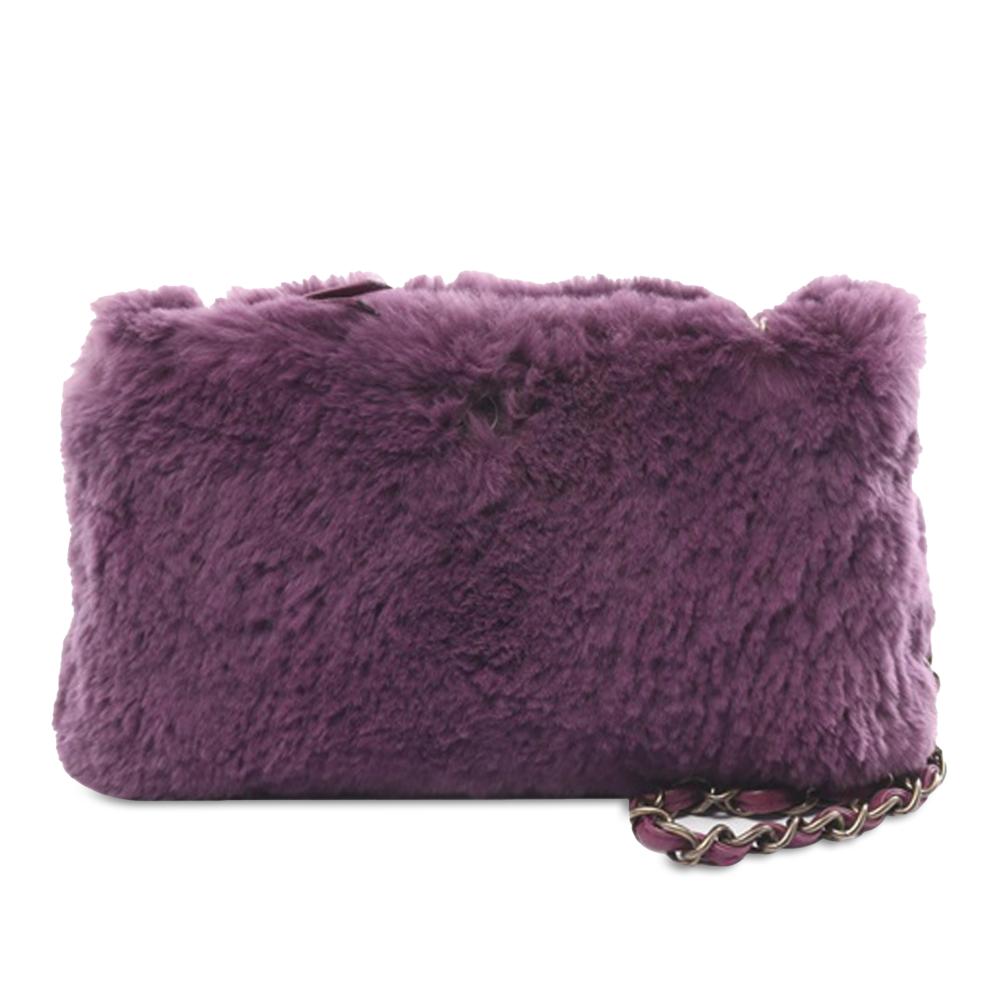 Chanel B Chanel Purple Fur Natural Material CC Chain Shoulder Bag Italy