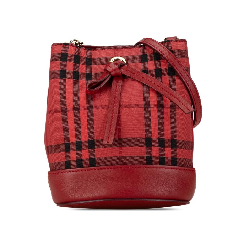 Burberry AB Burberry Red Canvas Fabric Baby Overdyed Horseferry Check Bucket Bag Italy