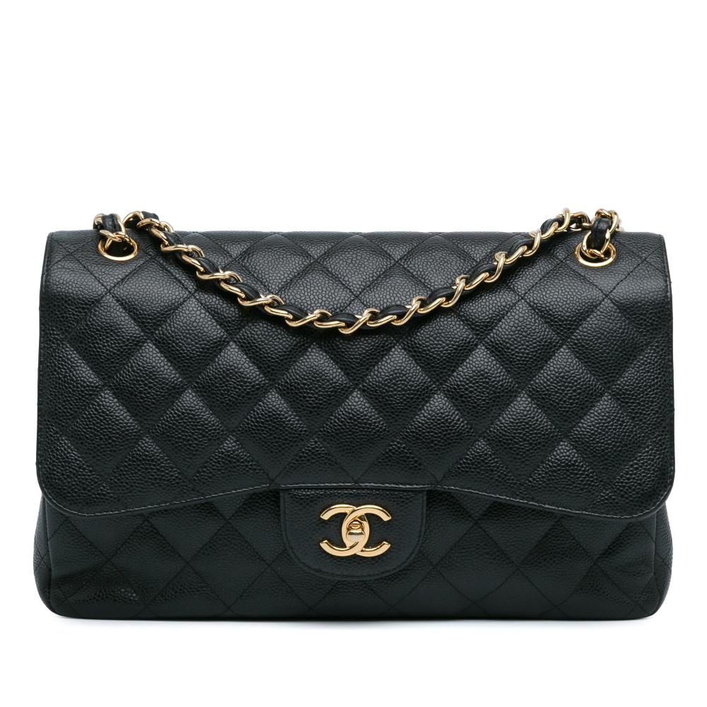 Chanel AB Chanel Black Caviar Leather Leather Jumbo Classic Caviar Double Flap Italy