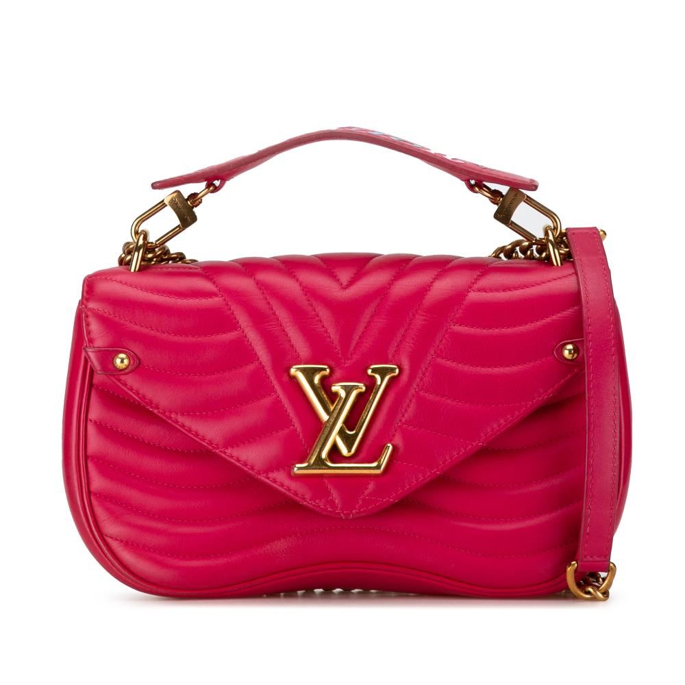 Louis Vuitton B Louis Vuitton Pink Dark Pink Calf Leather New Wave Chain Bag MM Italy